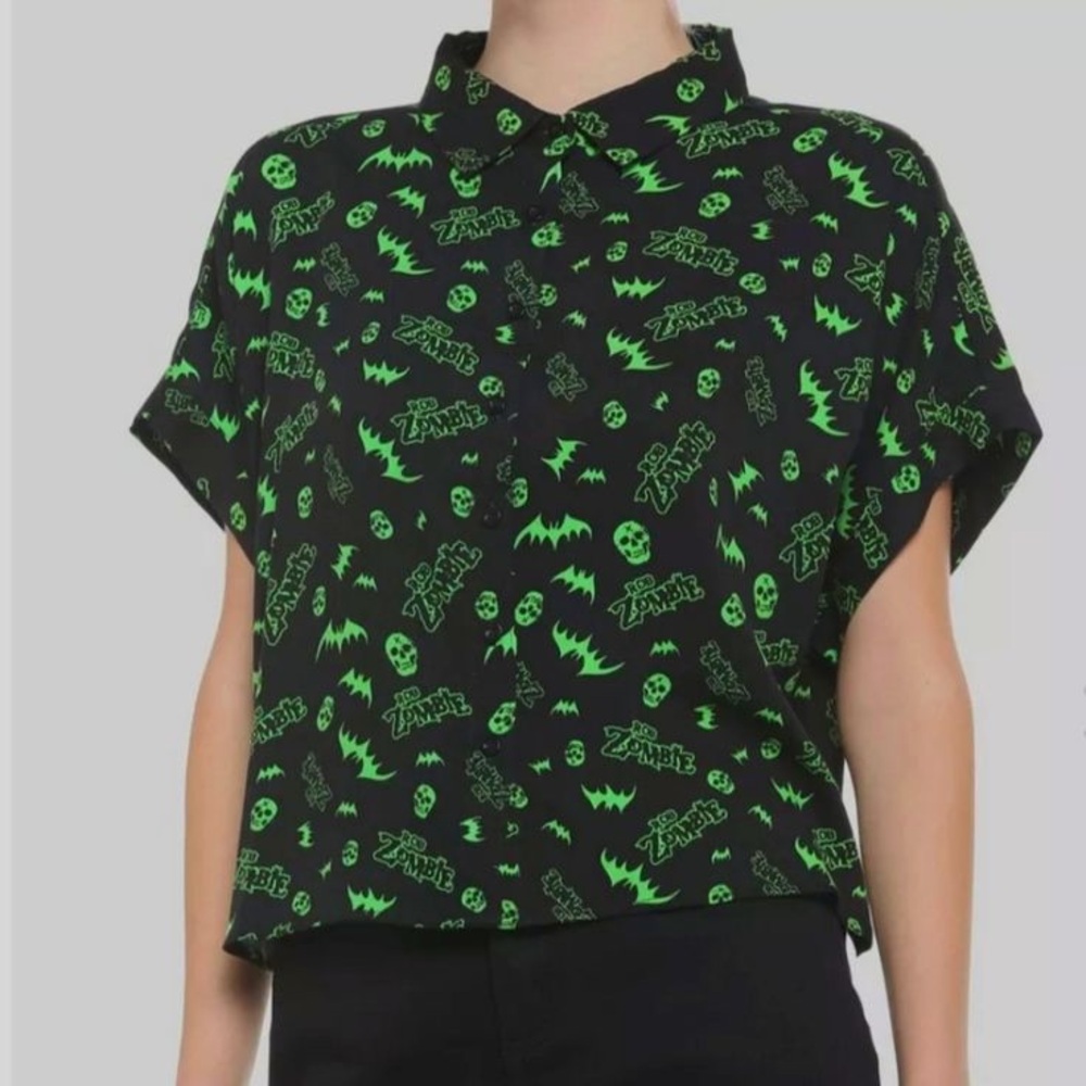 Hot Topic Rob Zombie button down crop top